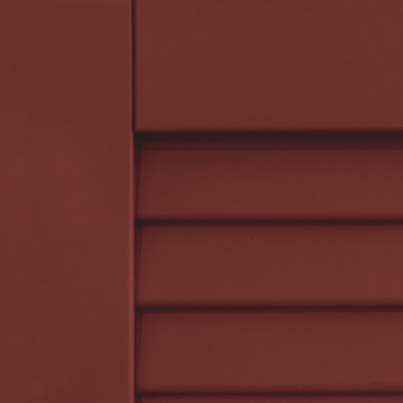 Dark red shutters for outdoor windows.