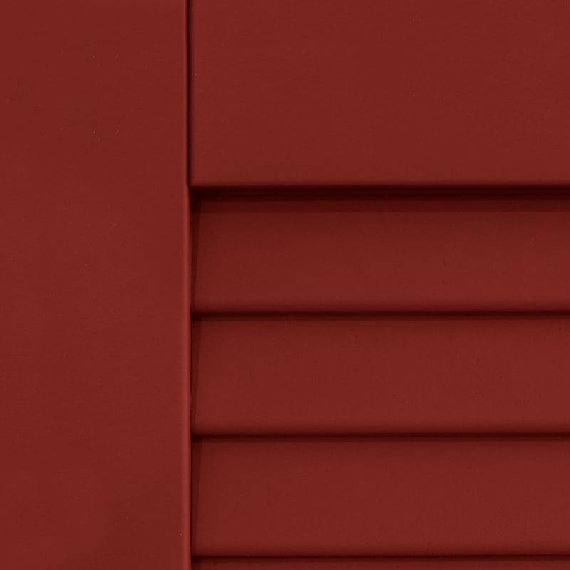 Outside red shutters for windows.