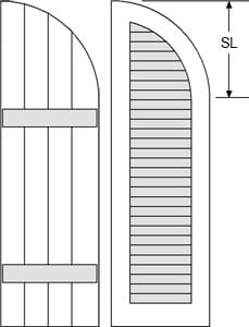 Arch top shutters with springline measurement.