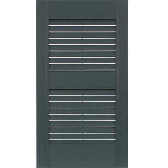 Louvered Vinyl Exterior Shutters Pair Midnight Green Quality New x 60 In 15 In 