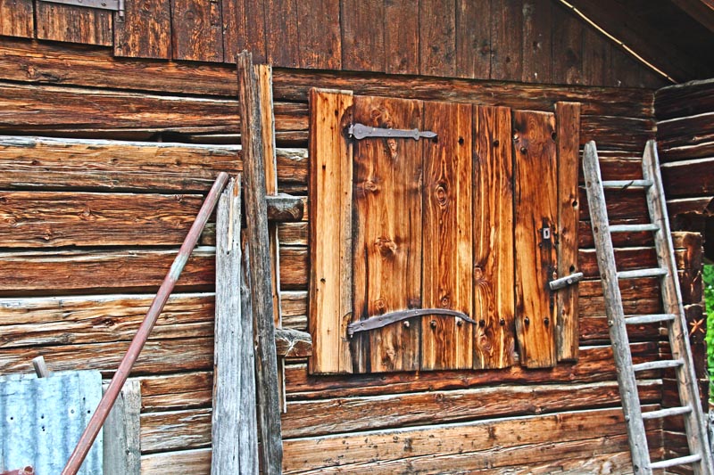 Rustic shutter in Swiss mountain village