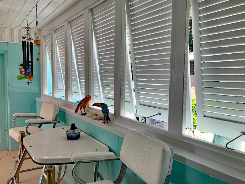 Tropical Bahama shutters inside view.