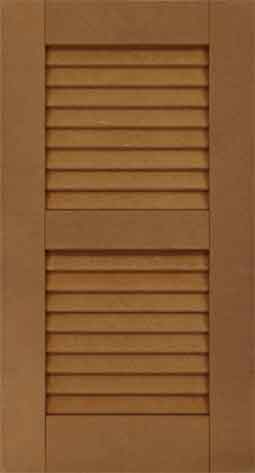 Outdoor louvered composite shutters for windows.