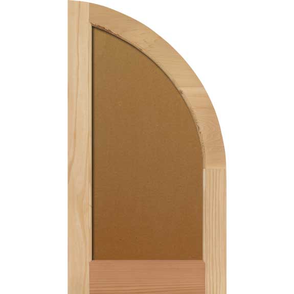 Arch top wood flat panel exterior shutter.