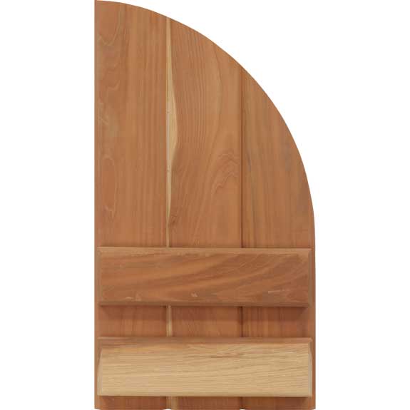Arch top wood board & batten shutter.