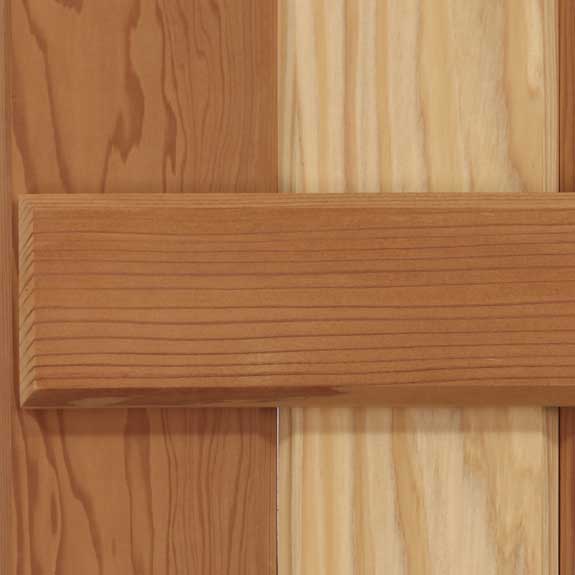 Solid wood cedar board & batten exterior shutter.