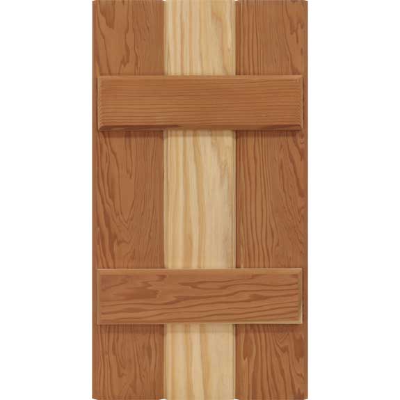 Cedar board and batten exterior shutter.