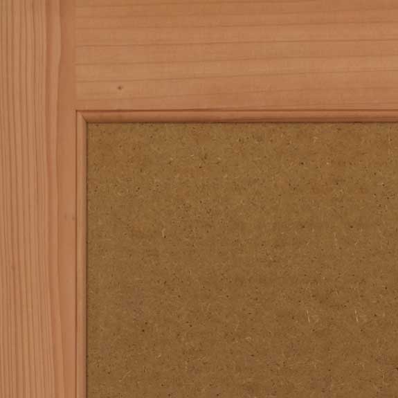 Wooden flat panel shutter close view.