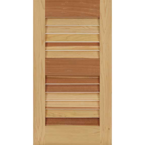 Premium wood cedar exterior shutter with fixed louvers.