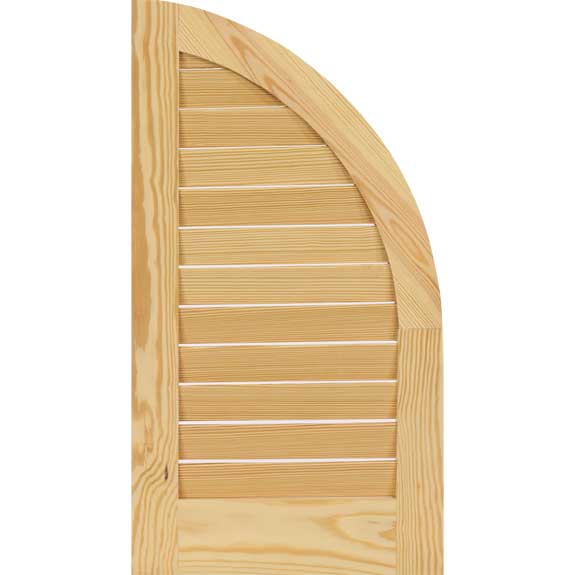 Wood Pine economy arch top shutters with louvers.