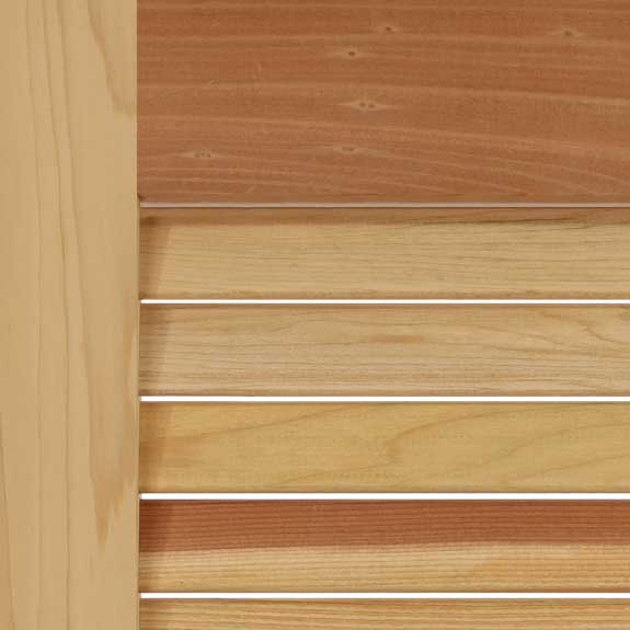 Premium wood louvered exterior California redwood shutters.