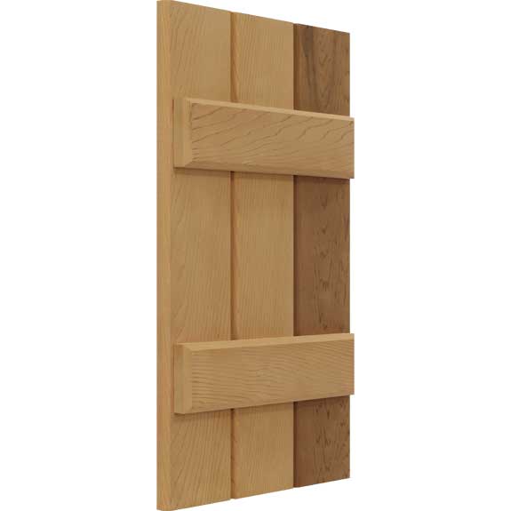 Wooden board & batten functional shutter.