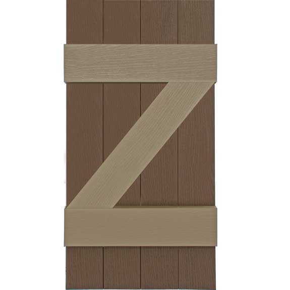 Exterior z-pattern board and batten shutter.