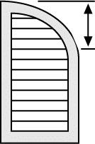 Springline measurement for louvered arch shutters.