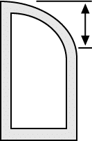 Springline measurement for solid panel shutter.