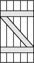 Z-pattern horizontal battens on a board and batten exterior shutter.