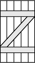 Z-pattern horizontal battens on a board and batten exterior shutter.