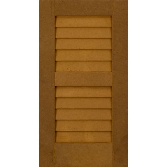Composite exterior shutters with 1.75 inch louvers and divider rail.