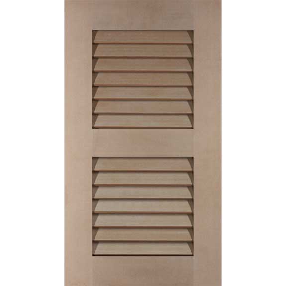 Exterior PVC louver shutter for functional or stationary installation.