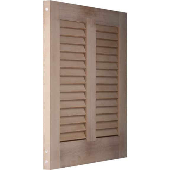 Outdoor Bahama PVC shutter tilt view.