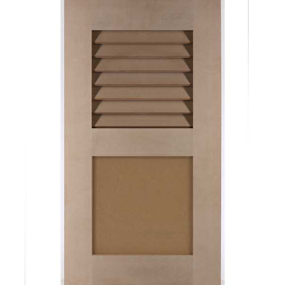 PVC combo exterior window shutter with square flat panel.