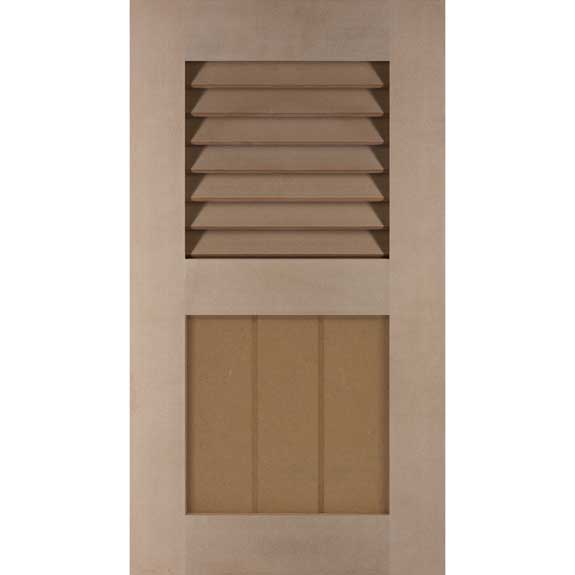 PVC combo exterior window shutter with square shaker panel.