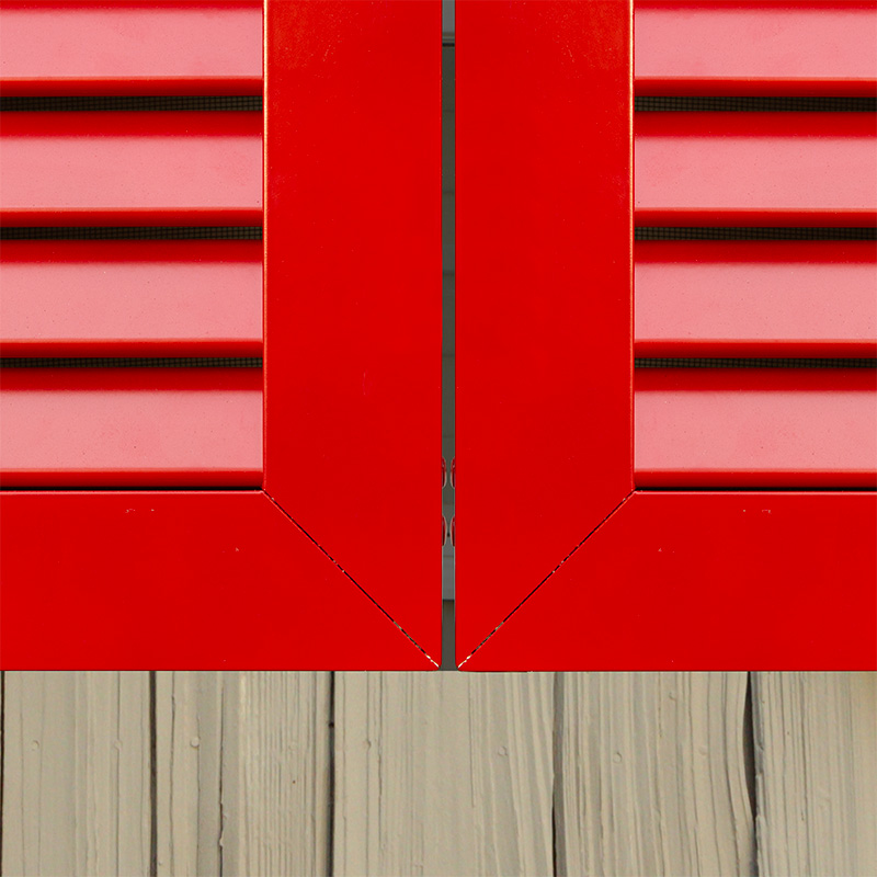 Aluminum colonial exterior shutters with not lock.
