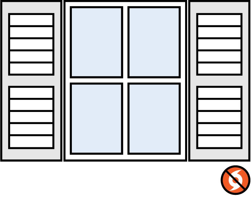 Colonial aluminum decorative shutter with fixed left and right panels.