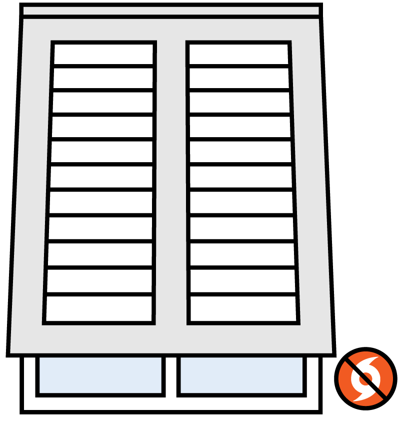 Bahama aluminum decorative shutter with left and right panels.