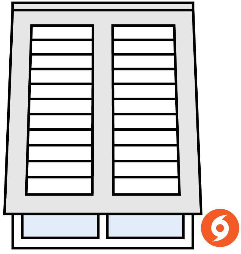 Bahama aluminum hurricane shutter with left and right panels.