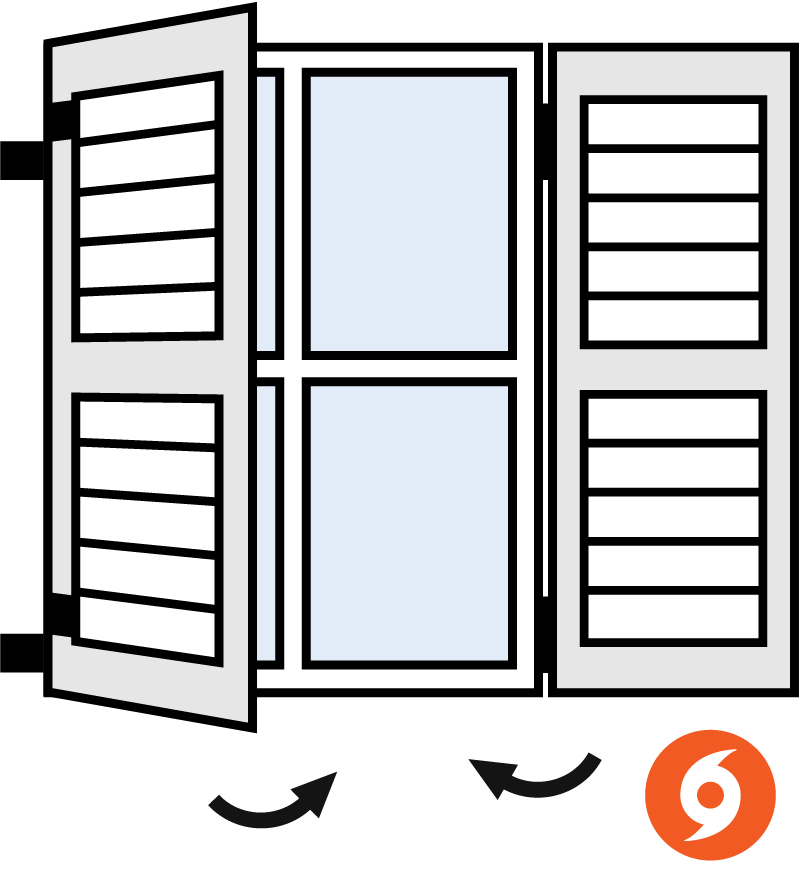 Colonial aluminum hurricane shutter with left and right panels.