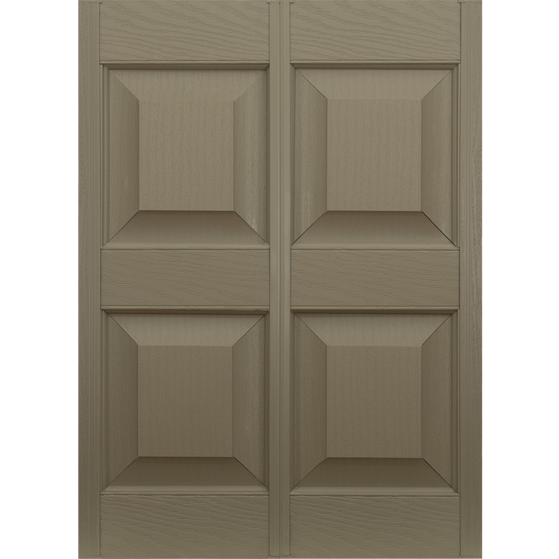 Double wide vinyl raised panel shutters.