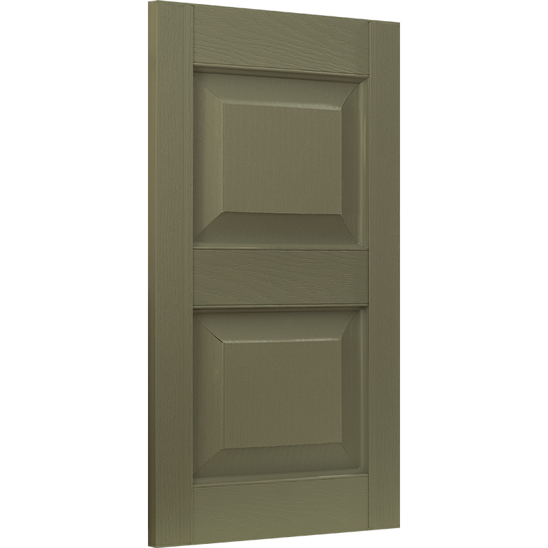 Vinyl raised panel shutter with a divider rail