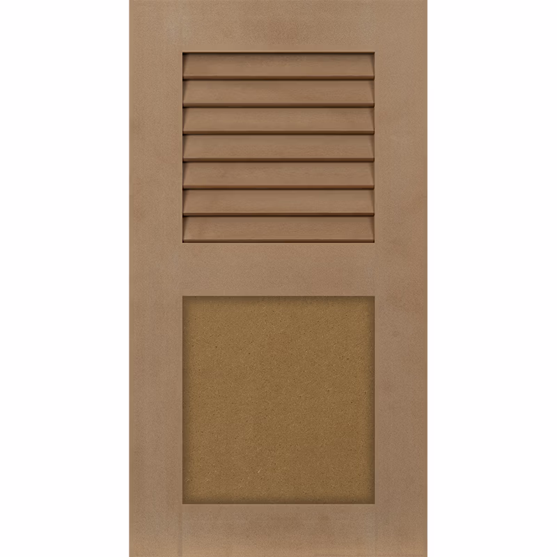 PVC combo exterior window shutter with square flat panel.