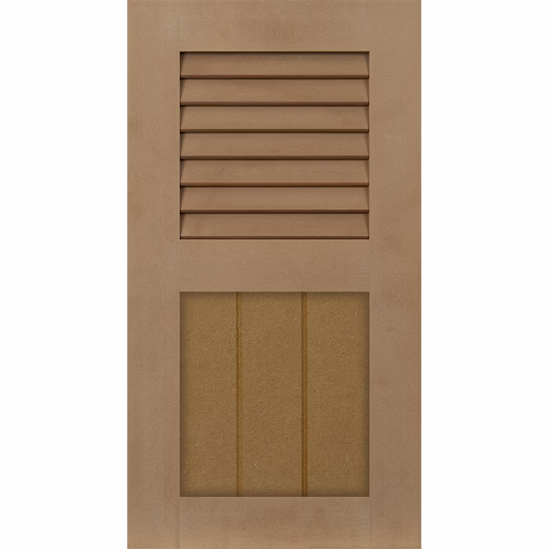 PVC combo exterior window shutter with square shaker panel.