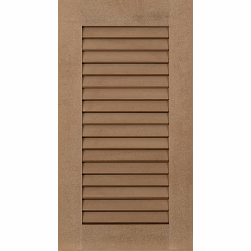 Exterior PVC louver shutter for functional or stationary installation.